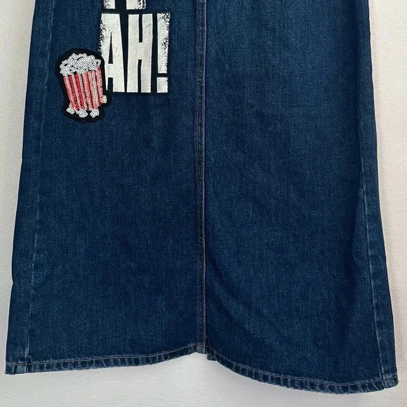 Zara “Yeah” Popcorn Denim Midi Denim Skirt - Picture 12 of 15